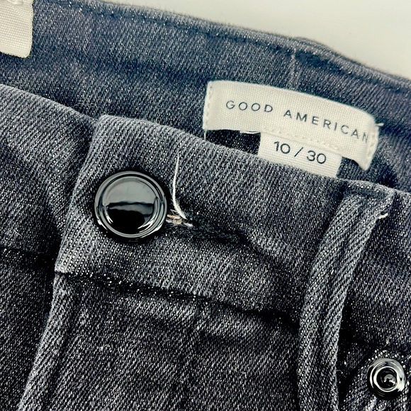 NEW GOOD AMERICAN Good Legs Straight Jeans Black184 Style GS419TFT 10/30 - Picture 6 of 14